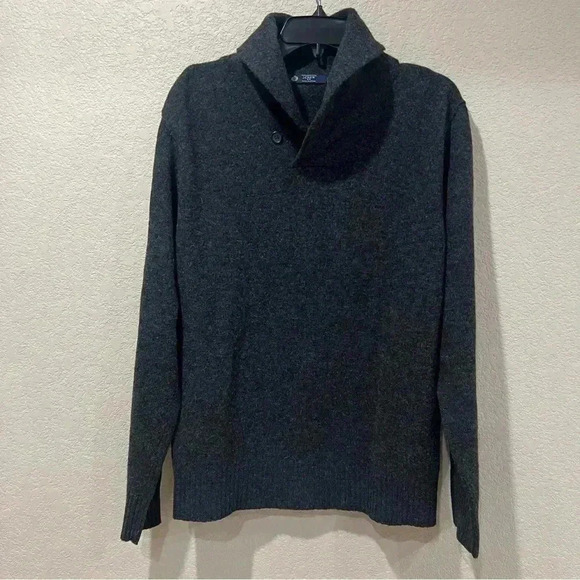 J Crew Sweater Button Dark Gray High Neck Men’s Size Large 100% Lambs Wool 19458 - Picture 13 of 15